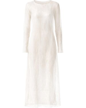 Chan Luu Ghost Crinkle Mesh Overlay Maxi Dress - White