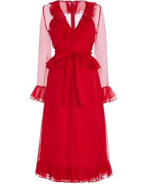Valentino Garavani Silk-organza Dress - Red