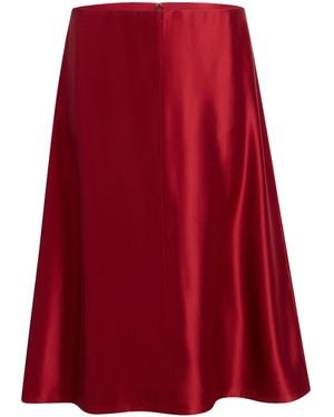 KHAITE Nania Mid-Rise Silk-Twill Knee-Length Skirt - Red