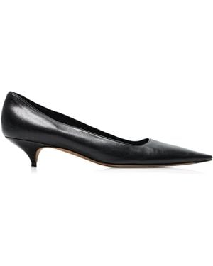 The Row Liisa Kitten Three Leather Court Shoes - Black