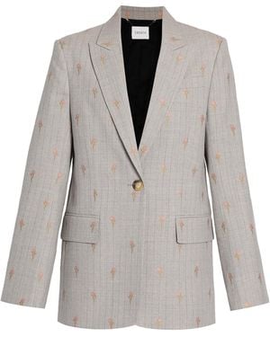 Erdem Pinstripe Wool-Blend Jacket - Grey