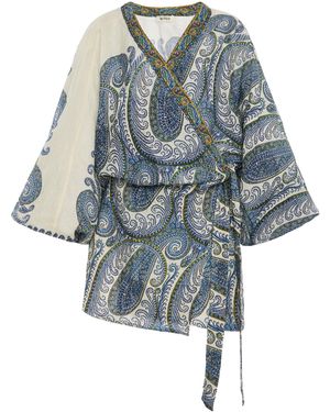 BOTEH Arcadia Paisley Mini Robe Dress - Blue