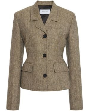 Ferragamo Tailored Linen Single-Breasted Blazer - Green