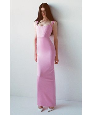 Alex Perry Halse Satin Crepe Corset Gown - Pink