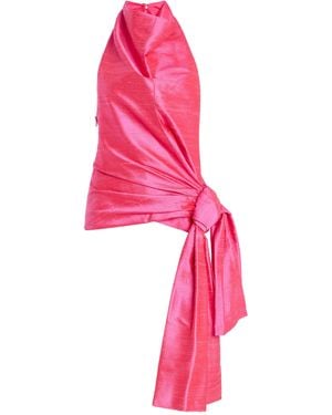 Christopher John Rogers Silk Sarong Top - Pink
