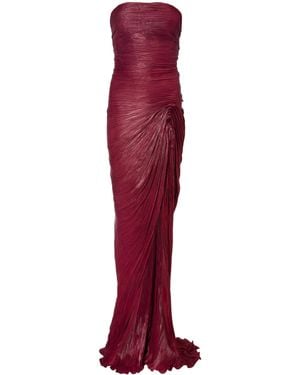 Marmar Halim Hand-Pleated Satin Gown - Red