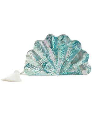 Emm Kuo Exclusive La Isla Lou Lou Mother Of Pearl Clutch - Blue