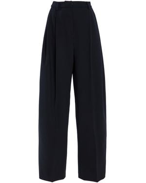 Carolina Herrera Pleated Mid-Rise Wool-Blend Trousers - Blue
