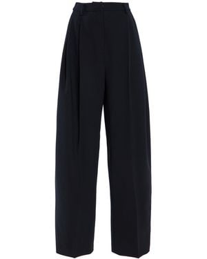 Carolina Herrera Pleated Mid-Rise Wool-Blend Pants - Blue