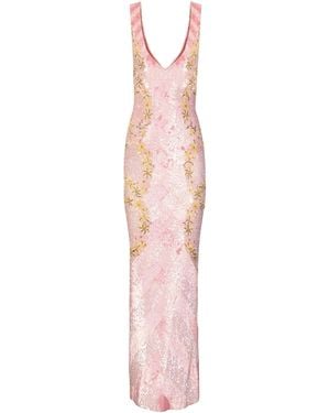 La Fuori Petal Panorama Embellished Dress - Pink