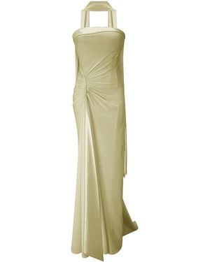 Marmar Halim Strapless Crepe Maxi Dress With Scarf - Green