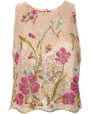 Loretta Caponi Berillo Embroidered Top - Pink