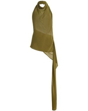 Sloan Exclusive Semi-Sheer Scarf Chiffon Top - Green