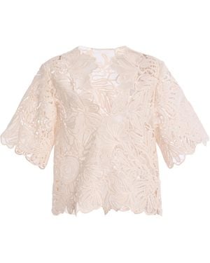 Ulla Johnson Dua Lace Silk Top - Natural