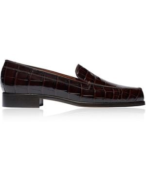 Emme Parsons Danielle Croc-Effect Leather Loafers - Black
