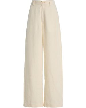 DL1961 Taylor Relaxed Barrel High-Rise Ankle Linen Trousers - White