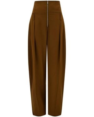Ferragamo Pleated Wool-Cashmere Pants - Brown