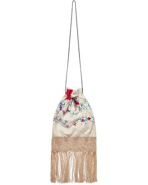 Conner Ives Large Reconstituted Piano Shawl Silk Bag - White