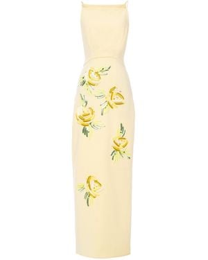 DES_PHEMMES Floral Bead-Embellished Maxi Dress - Metallic