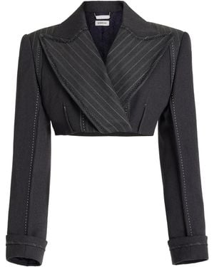 Jonathan Simkhai Clare Leather-Trimmed Cropped Blazer Jacket - Black