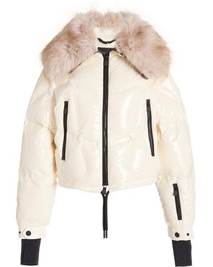 Moncler 'Hede' Ivory Nylon Down Jacket in Metallic | Lyst