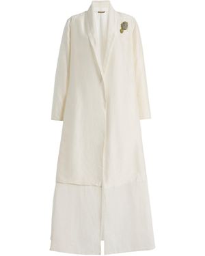 Chan Luu Belted Cotton-Silk Robe Jacket - White