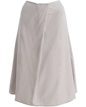Deiji Studios Striped Cotton Midi Wrap Skirt - White