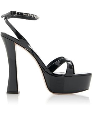 Miu Miu Décolleté Crystal-embellished Leather Platform Sandals - Black