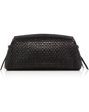 STAUD Maude Woven Leather Clutch - Black