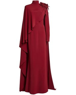 Zuhair Murad Heavy Cady Long Dress With Flower - Red