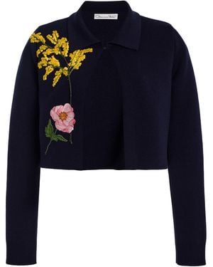 Oscar de la Renta Embroidered Wool Jacket - Blue