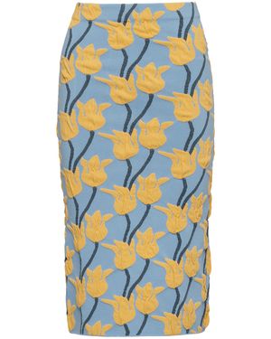 Altuzarra Doreen Cotton-Blend Knit Midi Skirt - Blue