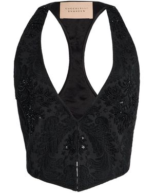 Cucculelli Shaheen Noir Jacquard Tuxedo Vest - Black