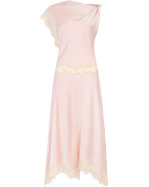 De La Vali Exclusive Adriana Lace-Trimmed Satin Midi Dress - Pink