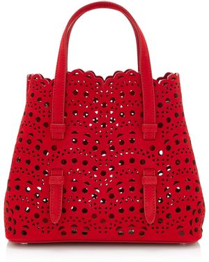 Alaïa Mina 20 Nubuck Leather Bag - Red