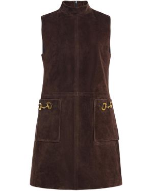 Cara Cara Areeva Lamb Suede Mini Dress - Brown
