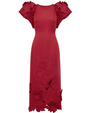 LEO LIN Exclusive Lucinda Floral-Appliquéd Cutout Crepe Maxi Dress - Red