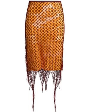 Etro Knit-Overlay Midi Skirt - Orange