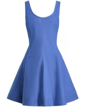 Brandon Maxwell Exclusive The Poppy Flared Cotton Mini Dress - Blue