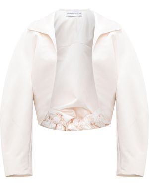 Marmar Halim Satin Cropped Jacket - White