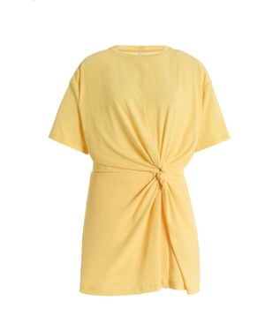 Significant Other Carrey Twisted Jersey Mini T-Shirt Dress - Yellow