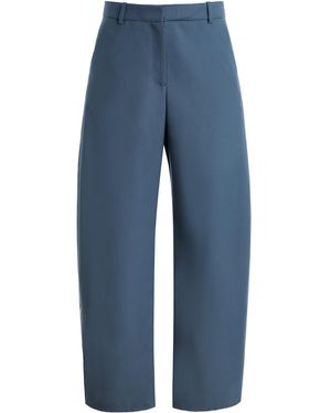 Sloan Exclusive Wool Barrel-Leg Trousers - Blue