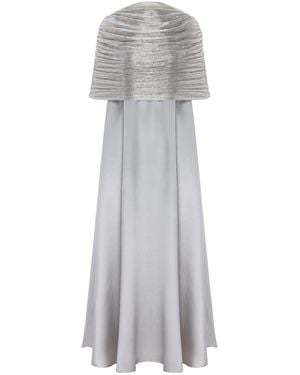 ‎Dima Ayad Gathered Cape Dress - Grey