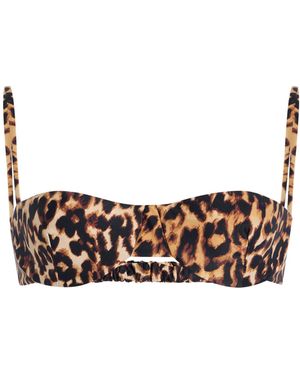 Juillet Ingrid Leopard-Print Bikini Top - White