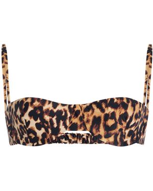 Juillet Ingrid Leopard-Print Bikini Top - White