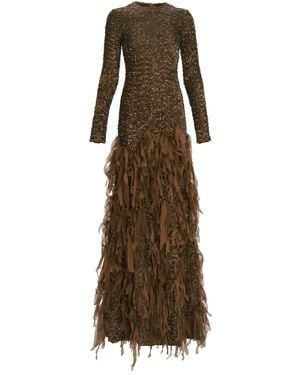 Silvia Tcherassi Bilal Fringed Gown - Natural