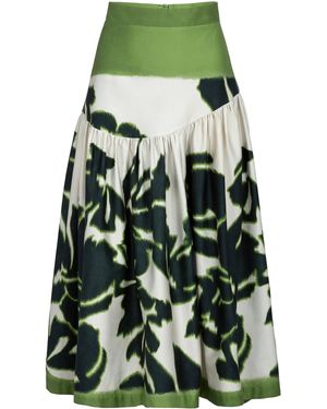 Silvia Tcherassi Libby Cotton-Blend Midi Skirt - Green