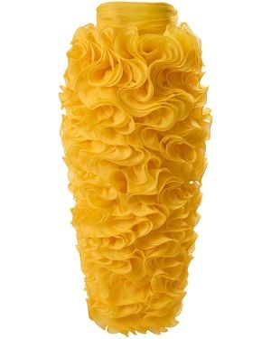 Carolina Herrera Ruffled Crepe Silk Organza Dress - Orange