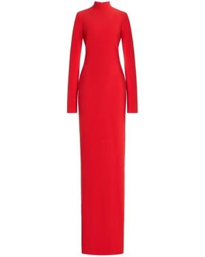 Brandon Maxwell Crosby Mock Neck Long Sleeve Gown - Red
