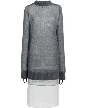Coperni Layered Wool-Blend Midi Dress - Grey